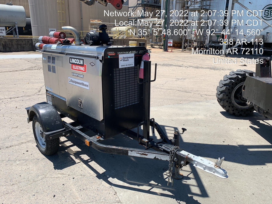 2018 Lincoln Electric Vantage 435 Lincoln Vantage 435 Welder Ready-Pak 3 w/Trailer, Fender/Light Kit, and Cable Rack