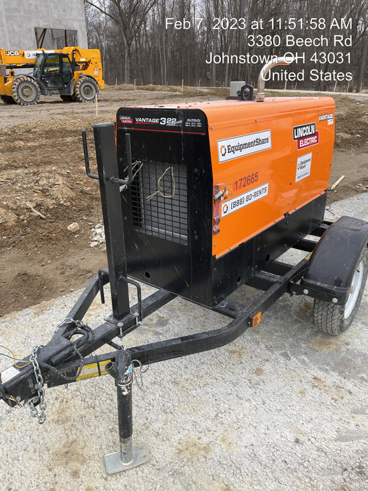 2021 Lincoln Electric Vantage 322 Vantage 322 Ready Pak 3 w/ Decals, ORANGE (includes trailer, cable rack, fender light kit) NO Telematics