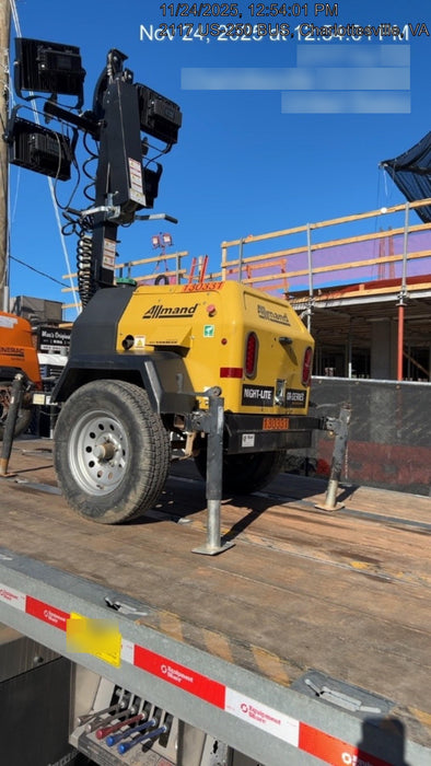 2021 Allmand NLV3GR (4) LED Light Fixture 350W, 23' Vertical Mast, 3kW Prime, Towable, Deep Sea L401, Leveling Jacks, Yanmar T4F 5.8hp