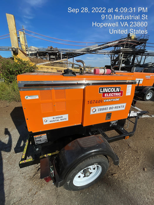 2021 Lincoln Electric Vantage 322 Vantage 322 Ready Pak 3 w/ Decals, ORANGE (includes trailer, cable rack, fender light kit) NO Telematics