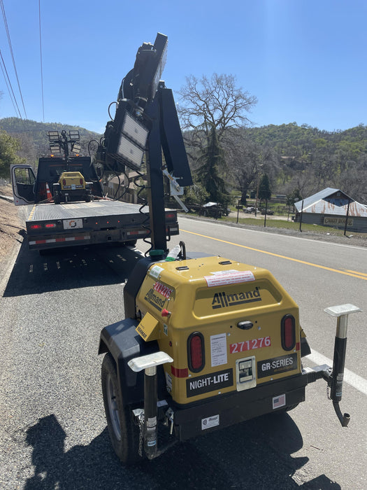 2022 Allmand NLV3GR (4) LED Light Fixture 350W, 23' Vertical Mast, 3kW Prime, Towable, ES Decals, T3