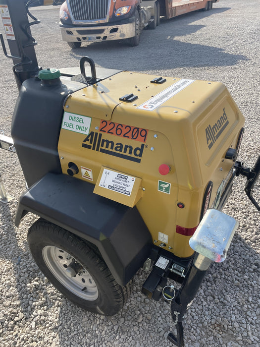 2022 Allmand NLV3GR (4) LED Light Fixture 350W, 23' Vertical Mast, 3kW Prime, Towable, Deep Sea L401, Leveling Jacks, Yanmar T4F 5.8hp