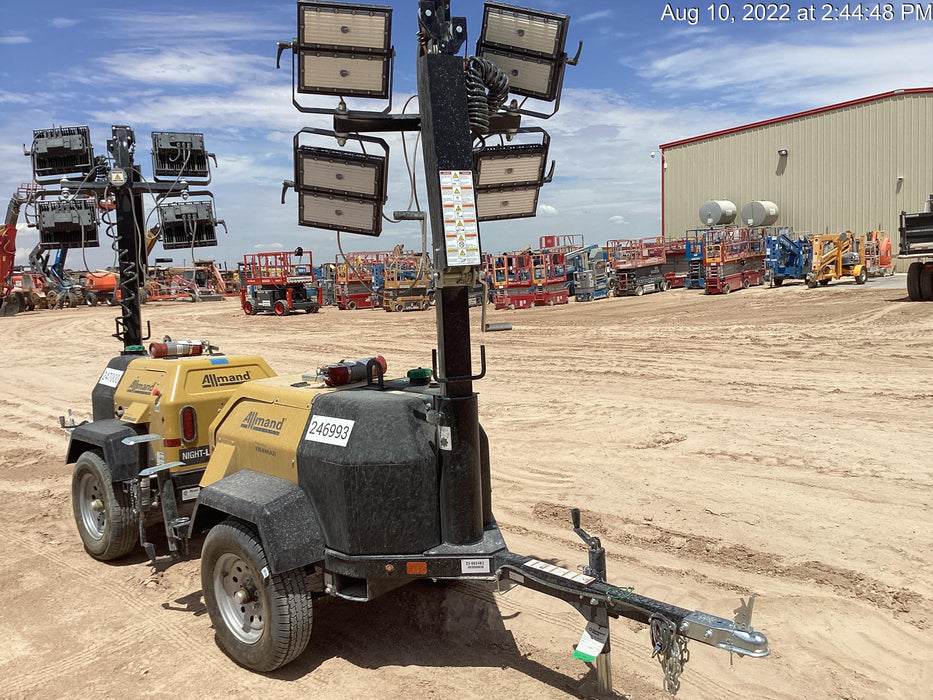 2022 Allmand NLV3GR (4) LED Light Fixture 350W, 23' Vertical Mast, 3kW Prime, Towable, ES Decals, T3