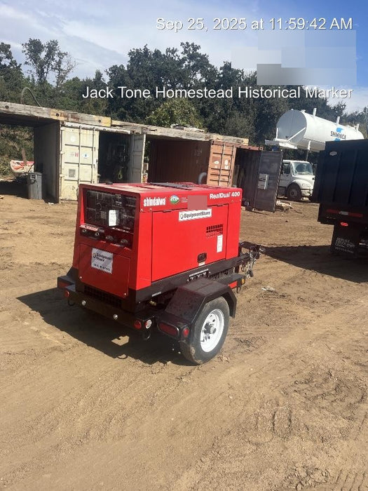 2022 Shindaiwa DGW400MDL Kubota D902 Engine, 23 HP, Dual Op Welder, Wire, Arc, Droop Stick, Tig, and CC Stick Functionality, Simulphase, 3 Phase and 1 Phase Gen Output, Single Axle NB Trlr, Slr Trckl Chrg 12V 12W, Fire Ext