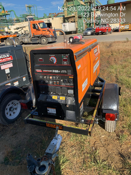 2021 Lincoln Electric Vantage 322 Vantage 322 Ready Pak 3 w/ Decals, ORANGE (includes trailer, cable rack, fender light kit) NO Telematics