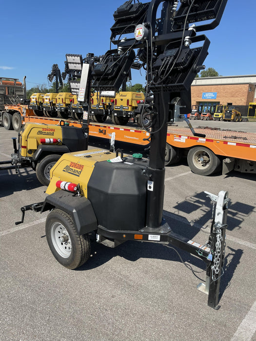 2022 Allmand NLV3GR (4) LED Light Fixture 350W, 23' Vertical Mast, 3kW Prime, Towable, Deep Sea L401, Leveling Jacks, Yanmar T4F 5.8hp