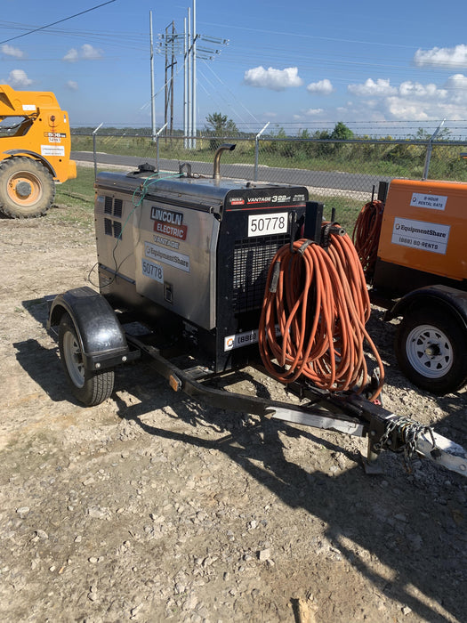 2019 Lincoln Electric Vantage 322 Welder Ready-Pak 3, Two wheel trailer, Fender and Light kit, Cable Rack