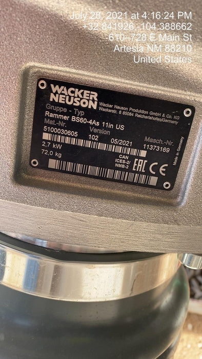 2021 WACKER NEUSON BS60-4As