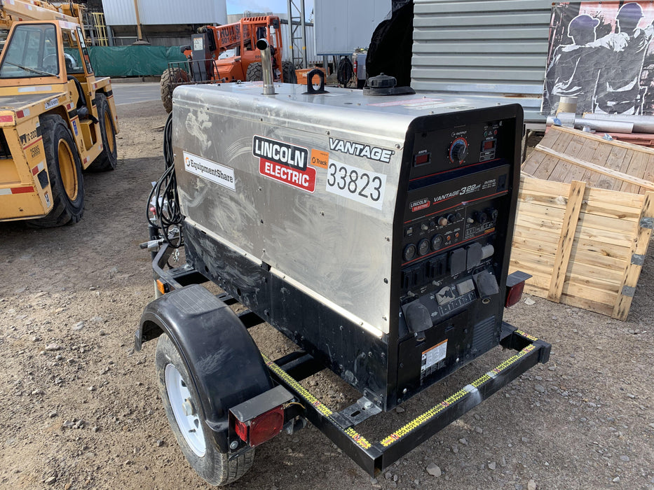 2019 Lincoln Electric Vantage 322 Welder Ready-Pak 3, Two wheel trailer, Fender and Light kit, Cable Rack