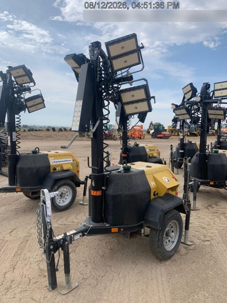 2022 Allmand NLV3GR (4) LED Light Fixture 350W, 23' Vertical Mast, 3kW Prime, Towable, ES Decals, T3