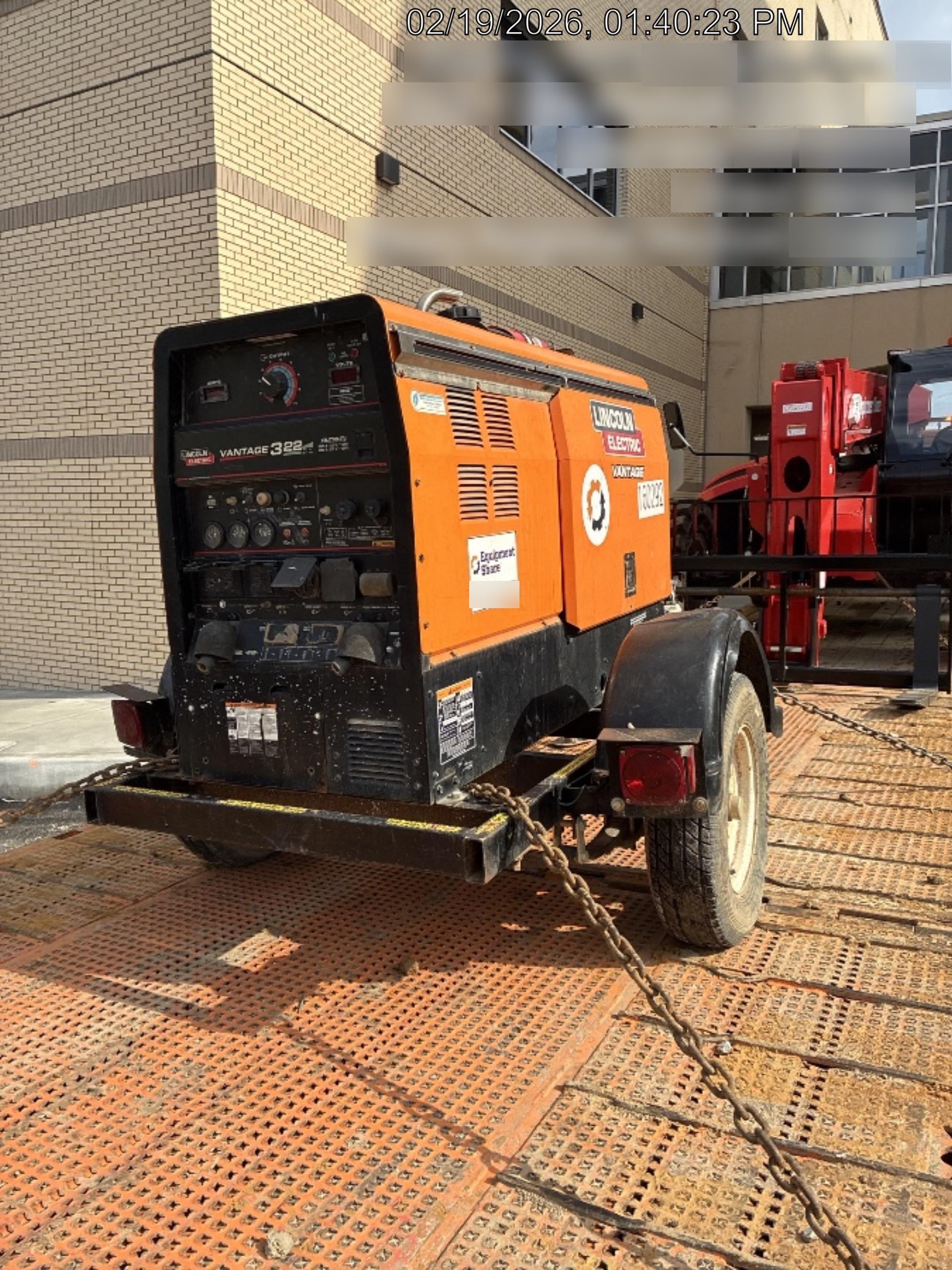 2021 Lincoln Electric Vantage 322 Vantage 322 Ready Pak 3 w/ Decals, ORANGE (includes trailer, cable rack, fender light kit) NO Telematics