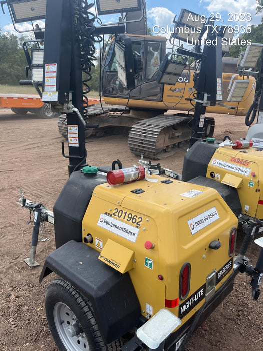 2022 Allmand NLV3GR (4) LED Light Fixture 350W, 23' Vertical Mast, 3kW Prime, Towable, Deep Sea L401, Leveling Jacks, Yanmar T4F 5.8hp