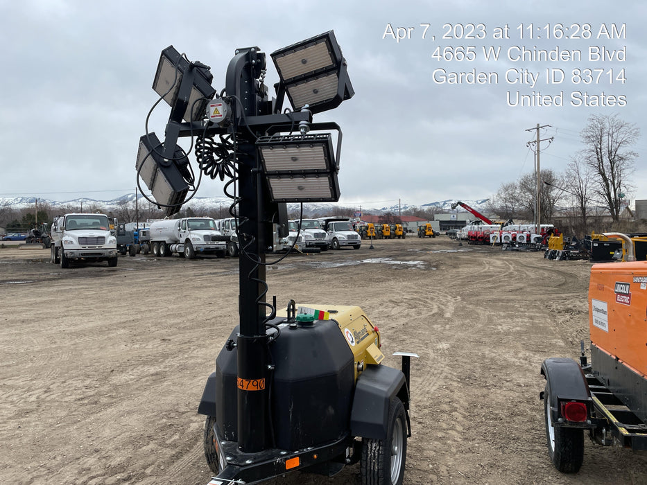 2022 Allmand NLV3GR (4) LED Light Fixture 350W, 23' Vertical Mast, 3kW Prime, Towable, ES Decals, T3