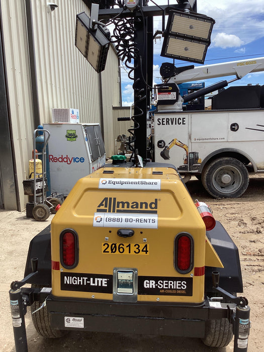 2022 Allmand NLV3GR (4) LED Light Fixture 350W, 23' Vertical Mast, 3kW Prime, Towable, Deep Sea L401, Leveling Jacks, Yanmar T4F 5.8hp