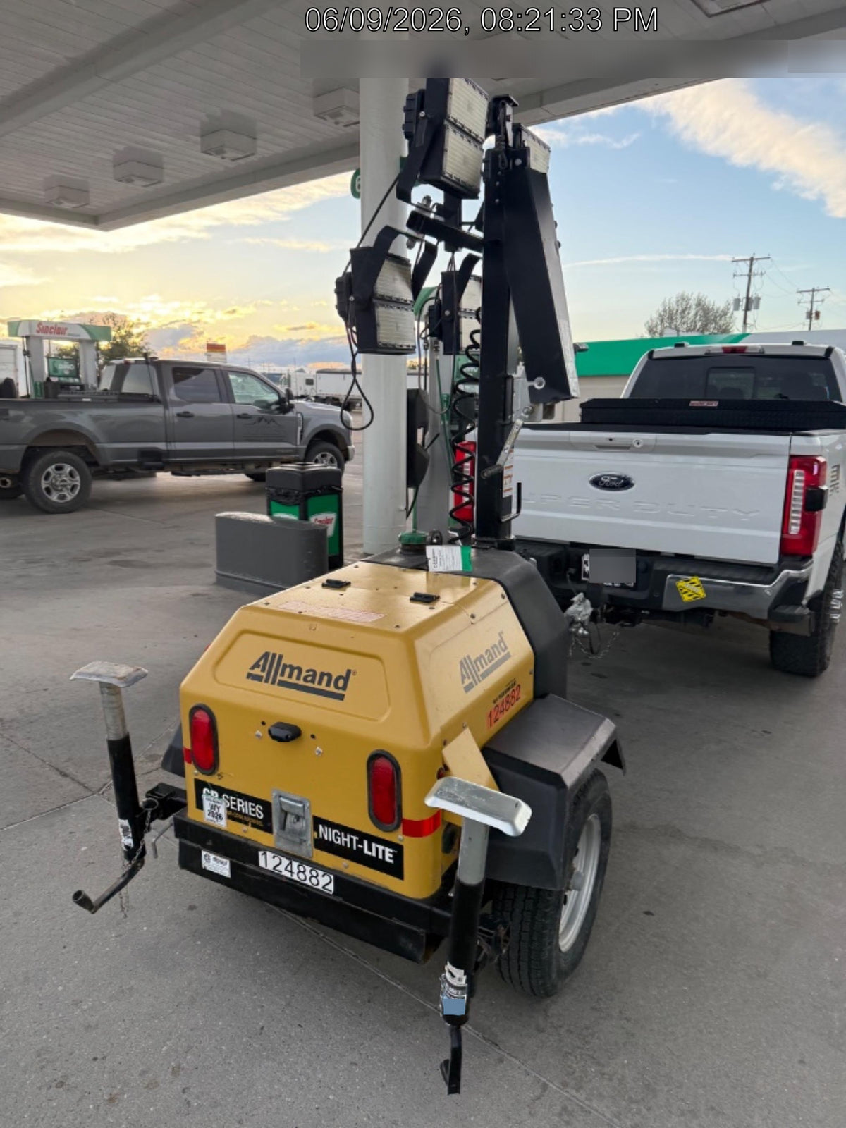 2020 Allmand NLV3GR (4) LED Light Fixture 350W, 23' Vertical Mast, 3kW Prime, Towable, Deep Sea L401, Leveling Jacks, Yanmar T4F 5.8hp