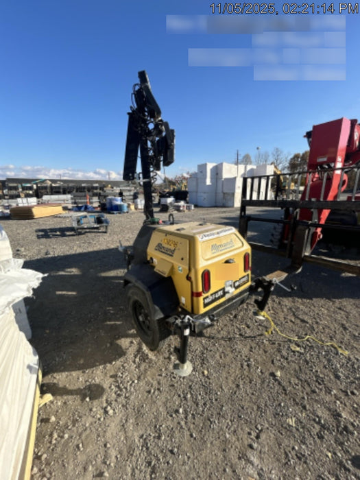 2021 Allmand NLV3GR (4) LED Light Fixture 350W, 23' Vertical Mast, 3kW Prime, Towable, Deep Sea L401, Leveling Jacks, Yanmar T4F 5.8hp