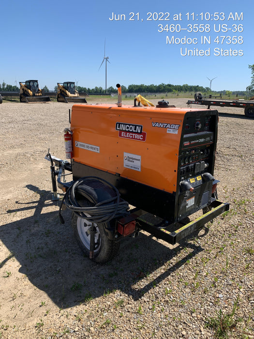 2021 Lincoln Electric Vantage 322 Vantage 322 Ready Pak 3 w/ Decals, ORANGE (includes trailer, cable rack, fender light kit) NO Telematics