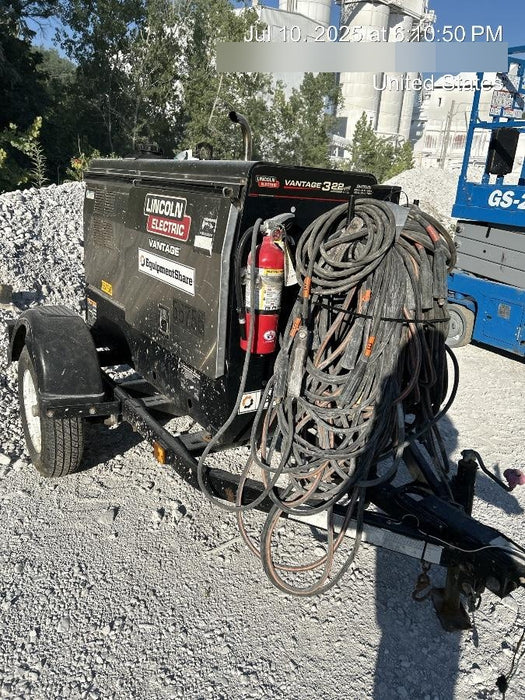 2019 Lincoln Electric Vantage 322 Welder Ready-Pak 3, Two wheel trailer, Fender and Light kit, Cable Rack