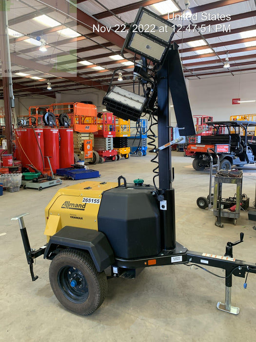 2022 Allmand NLV3GR (4) LED Light Fixture 350W, 23' Vertical Mast, 3kW Prime, Towable, ES Decals, T3