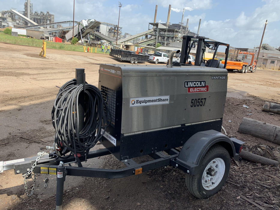 2019 Lincoln Electric Vantage 322 Welder Ready-Pak 3, Two wheel trailer, Fender and Light kit, Cable Rack