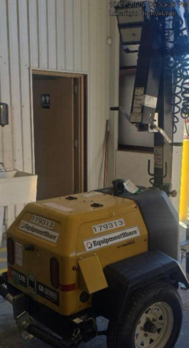 Allmand NLV3GR (4) LED Light Fixture 350W, 23' Vertical Mast, 3kW Prime, Towable, Deep Sea L401, Leveling Jacks, Yanmar T4F 5.8hp