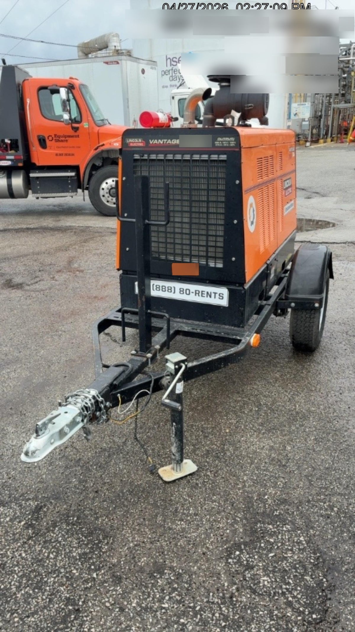 2021 Lincoln Electric Vantage 549X Ready Pak 3, ORANGE (includes trailer, cable rack, fender light kit)