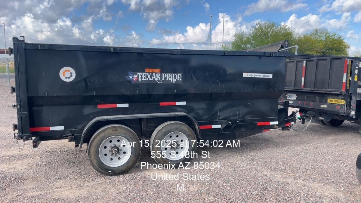2025 TEXAS PRIDE TRAILERS 14'L x 7'W 5 Cu Yd Trunnion Hydraulic Dump