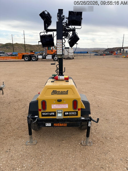2022 Allmand NLV3GR (4) LED Light Fixture 350W, 23' Vertical Mast, 3kW Prime, Towable, ES Decals, T3
