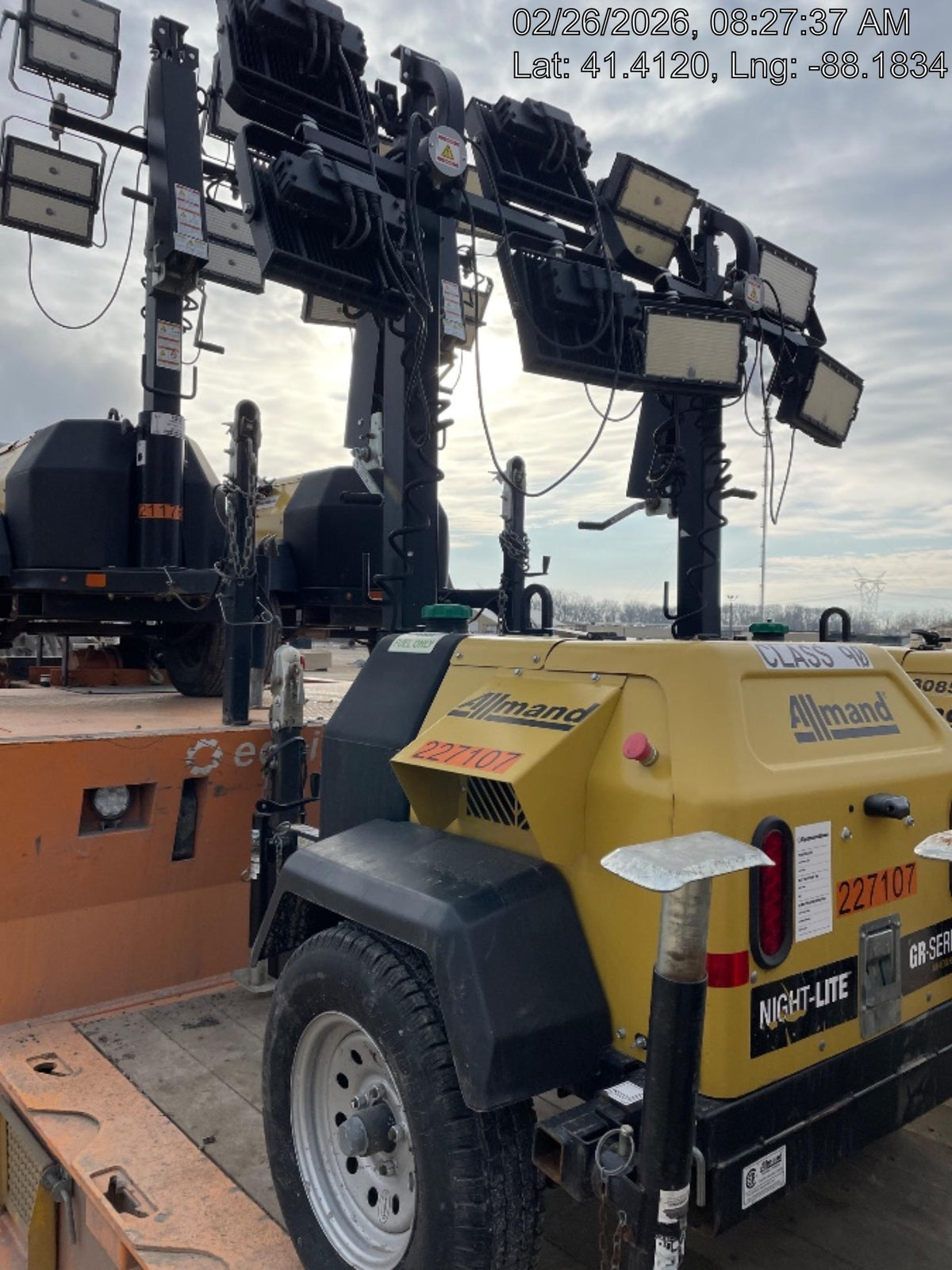 2022 Allmand NLV3GR (4) LED Light Fixture 350W, 23' Vertical Mast, 3kW Prime, Towable, Deep Sea L401, Leveling Jacks, Yanmar T4F 5.8hp