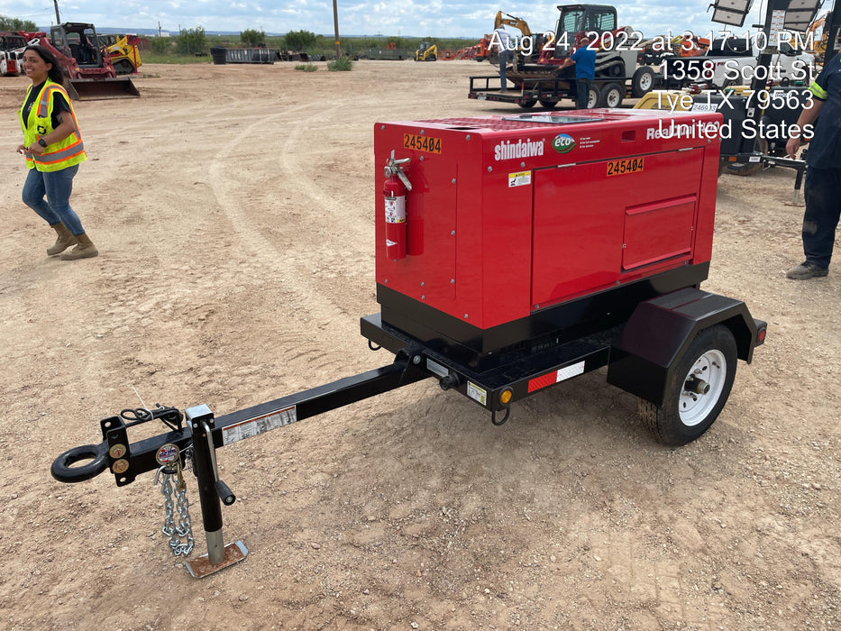 2022 Shindaiwa DGW400MDL Kubota D902 Engine, 23 HP, Dual Op Welder, Wire, Arc, Droop Stick, Tig, and CC Stick Functionality, Simulphase, 3 Phase and 1 Phase Gen Output, Single Axle NB Trlr, Slr Trckl Chrg 12V 12W, Fire Ext