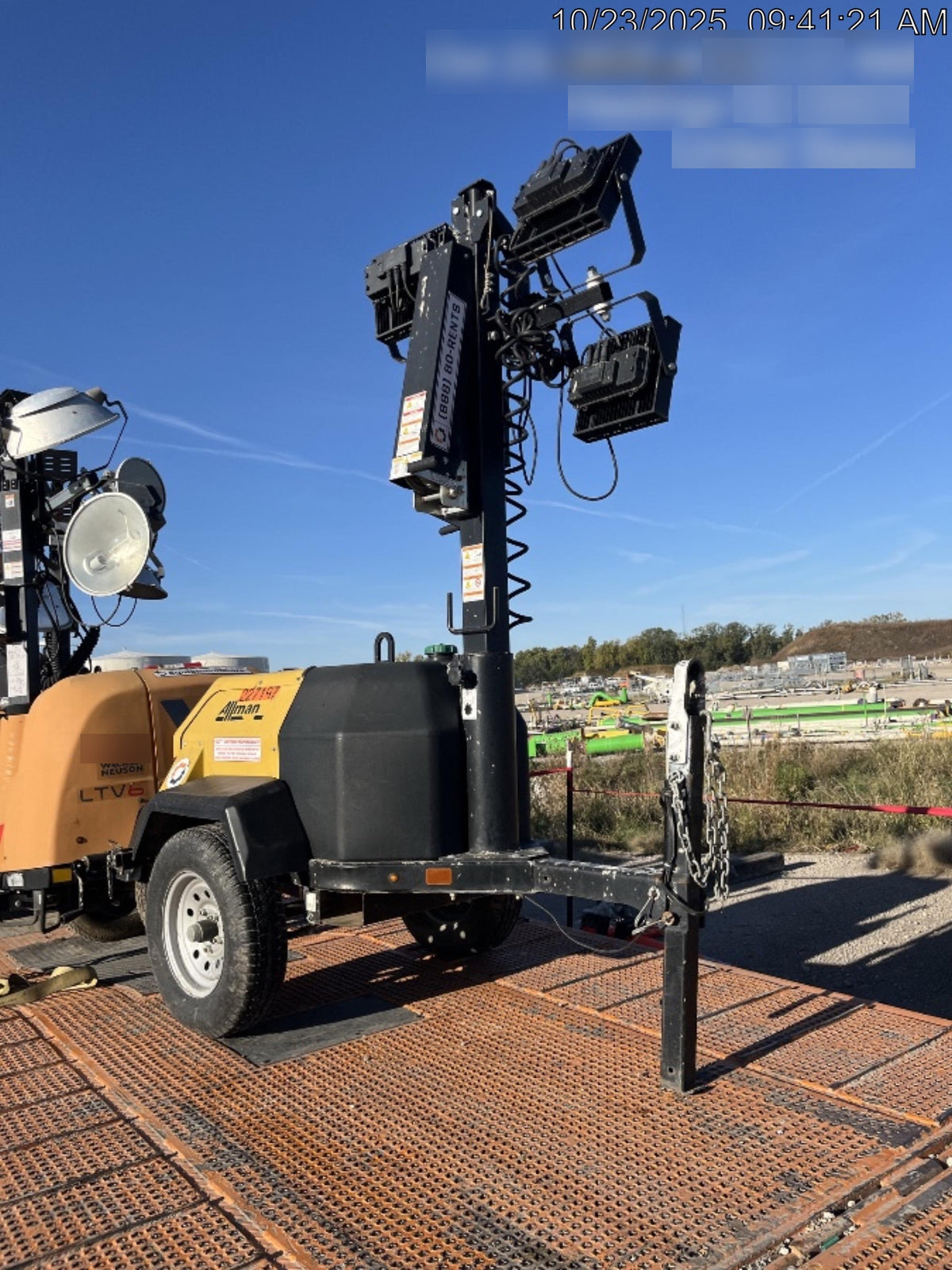 2022 Allmand NLV3GR (4) LED Light Fixture 350W, 23' Vertical Mast, 3kW Prime, Towable, Deep Sea L401, Leveling Jacks, Yanmar T4F 5.8hp