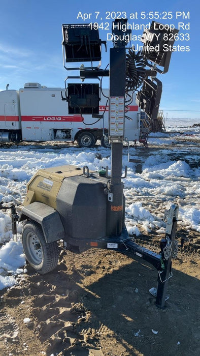 2022 Allmand NLV3GR (4) LED Light Fixture 350W, 23' Vertical Mast, 3kW Prime, Towable, ES Decals, T3