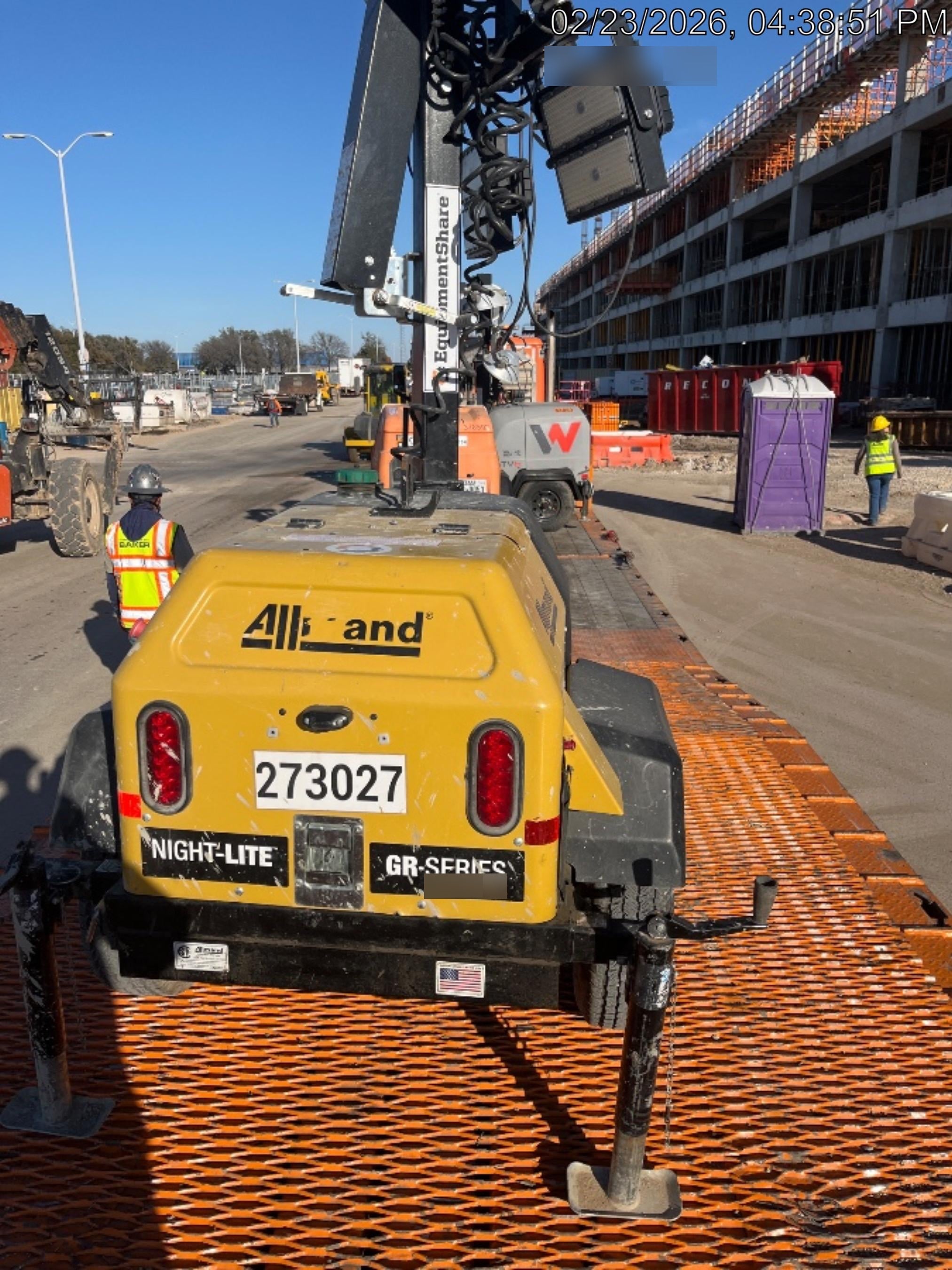 2022 Allmand NLV3GR (4) LED Light Fixture 350W, 23' Vertical Mast, 3kW Prime, Towable, ES Decals, T3