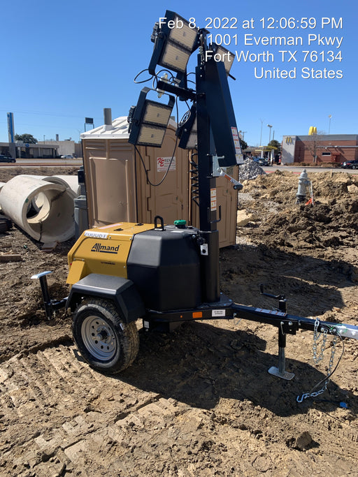 2022 Allmand NLV3GR (4) LED Light Fixture 350W, 23' Vertical Mast, 3kW Prime, Towable, Deep Sea L401, Leveling Jacks, Yanmar T4F 5.8hp