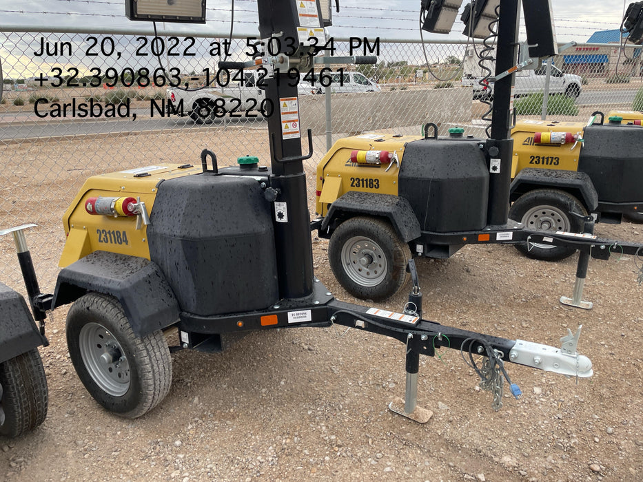 2022 Allmand NLV3GR (4) LED Light Fixture 350W, 23' Vertical Mast, 3kW Prime, Towable, Deep Sea L401, Leveling Jacks, Yanmar T4F 5.8hp