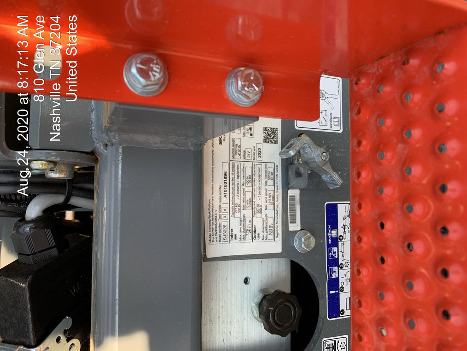 2020 Skyjack SJIII-3226 Solid NM Tires, Half height spring hinged entry gate, Dual Beacons