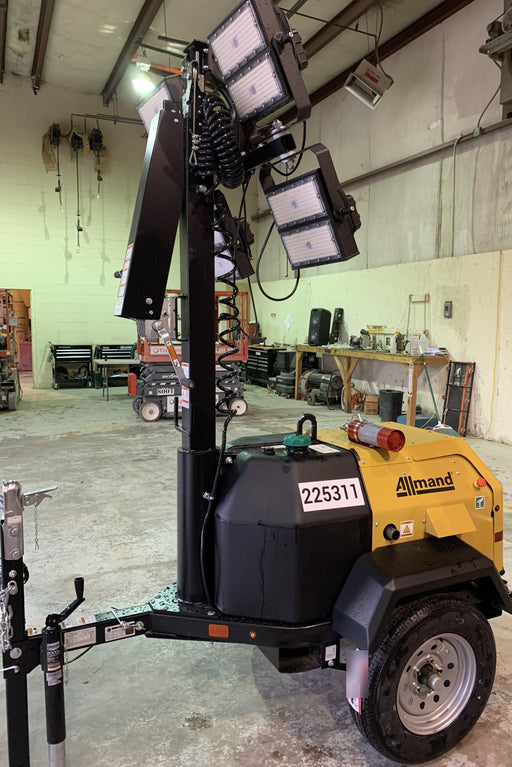 2022 Allmand NLV3GR (4) LED Light Fixture 350W, 23' Vertical Mast, 3kW Prime, Towable, Deep Sea L401, Leveling Jacks, Yanmar T4F 5.8hp