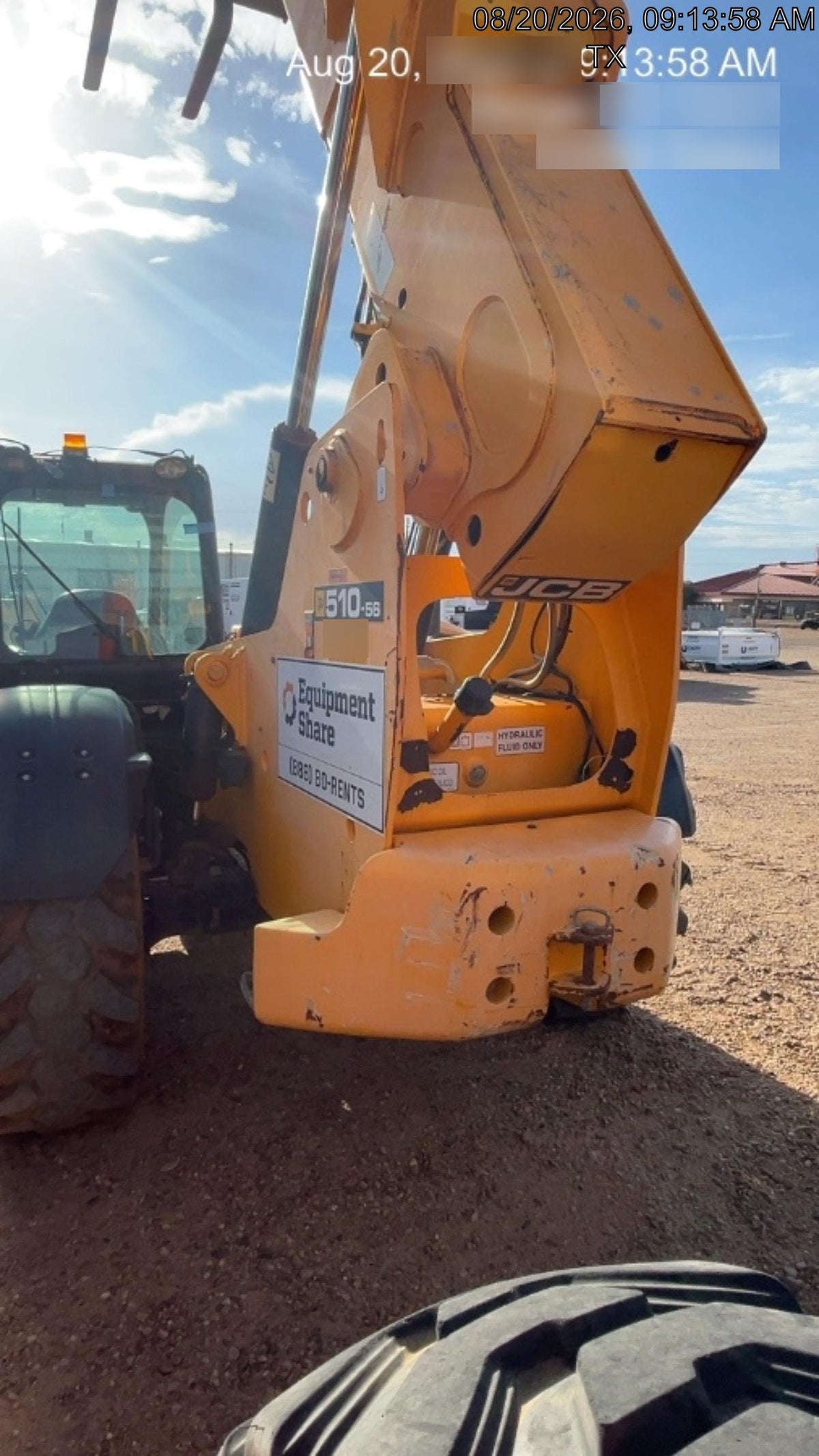 2019 JCB 510-56 74 HP w/CAB/HVAC, Beacon, Worklights, Aux Hydraulics, Foam Filled Tires w/60" Carriage/Forks