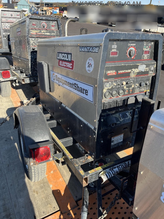 2019 Lincoln Electric Vantage 322 Welder Ready-Pak 3, Two wheel trailer, Fender and Light kit, Cable Rack