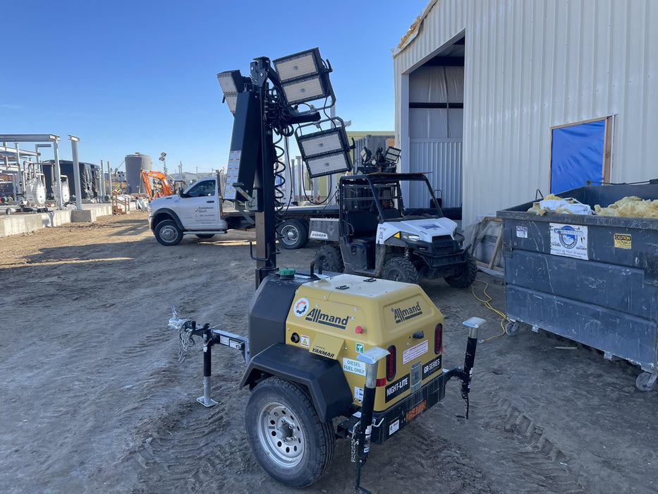 2022 Allmand NLV3GR (4) LED Light Fixture 350W, 23' Vertical Mast, 3kW Prime, Towable, ES Decals, T3