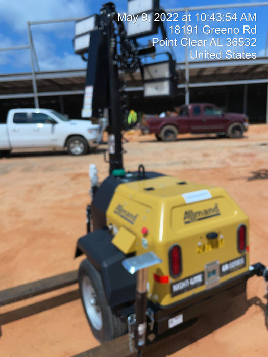 2022 Allmand NLV3GR (4) LED Light Fixture 350W, 23' Vertical Mast, 3kW Prime, Towable, Deep Sea L401, Leveling Jacks, Yanmar T4F 5.8hp