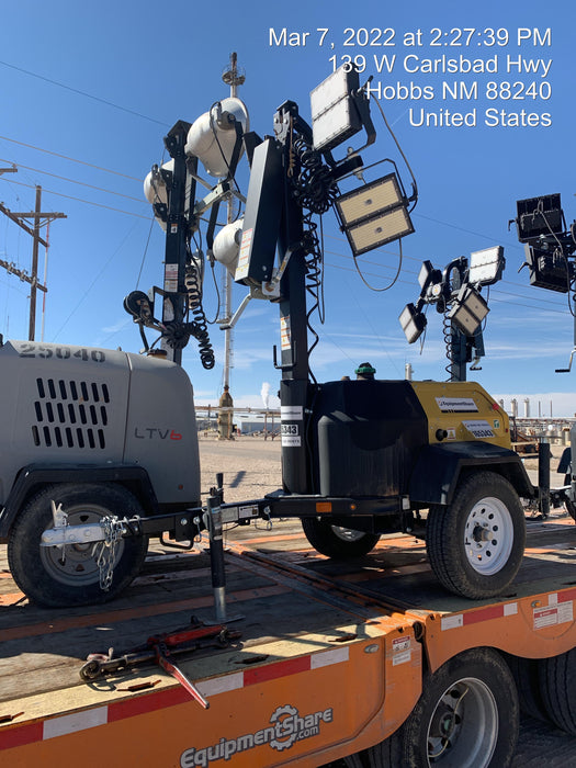 2021 Allmand NLV3GR (4) LED Light Fixture 350W, 23' Vertical Mast, 3kW Prime, Towable, Deep Sea L401, Leveling Jacks, Yanmar T4F 5.8hp