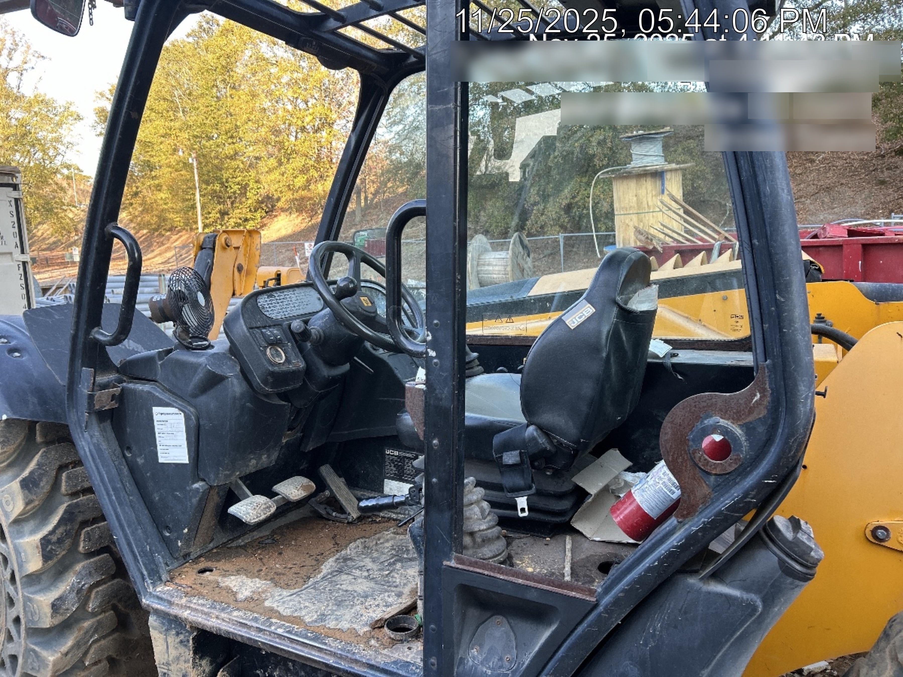2019 JCB 510-56 Open ROPS, 74 HP, Solid Tires, Worklights, Beacon, Aux Hydraulics, Lifting Eye w/60" Carriage/60" Forks