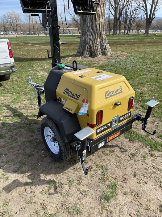 2021 Allmand NLV3GR (4) LED Light Fixture 350W, 23' Vertical Mast, 3kW Prime, Towable, Deep Sea L401, Leveling Jacks, Yanmar T4F 5.8hp