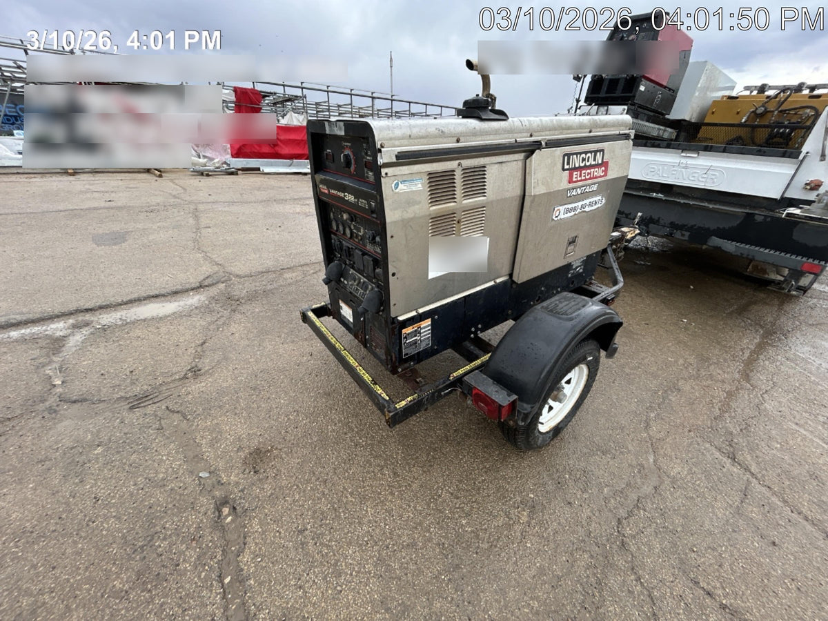 2019 Lincoln Electric Vantage 322 Ready-Pak 3, Two Wheel Trailer, Fender and Light Kit, Cable Rack