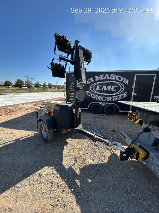 2022 Allmand NLV3GR (4) LED Light Fixture 350W, 23' Vertical Mast, 3kW Prime, Towable, Deep Sea L401, Leveling Jacks, Yanmar T4F 5.8hp