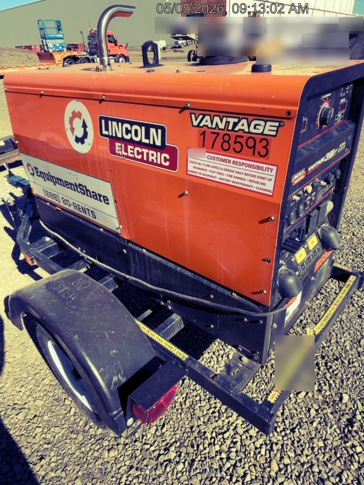 2021 Lincoln Electric Vantage 322 Vantage 322 Ready Pak 3 w/ Decals, ORANGE (includes trailer, cable rack, fender light kit) NO Telematics