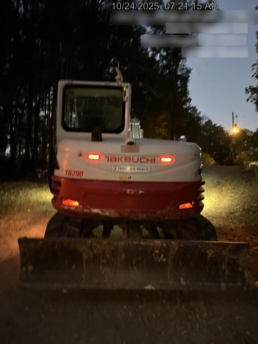 2019 Takeuchi TB290 Cab/Heat/AC Rubber tracks, Dozer blade, Travel alarm, Auxiliary hydraulics w/Manual QC, Hydraulic thumb, 18", 24", and 36" Buckets