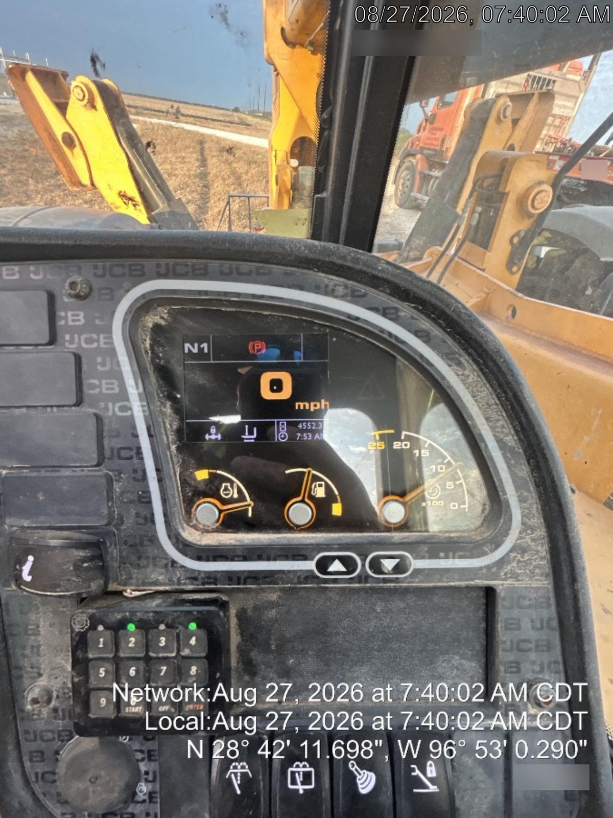 2019 JCB 512-56 74 HP w/CAB/HVAC, Beacon, Aux Hydraulics, Worklights, Solid Tires w/60" Carriage/Forks