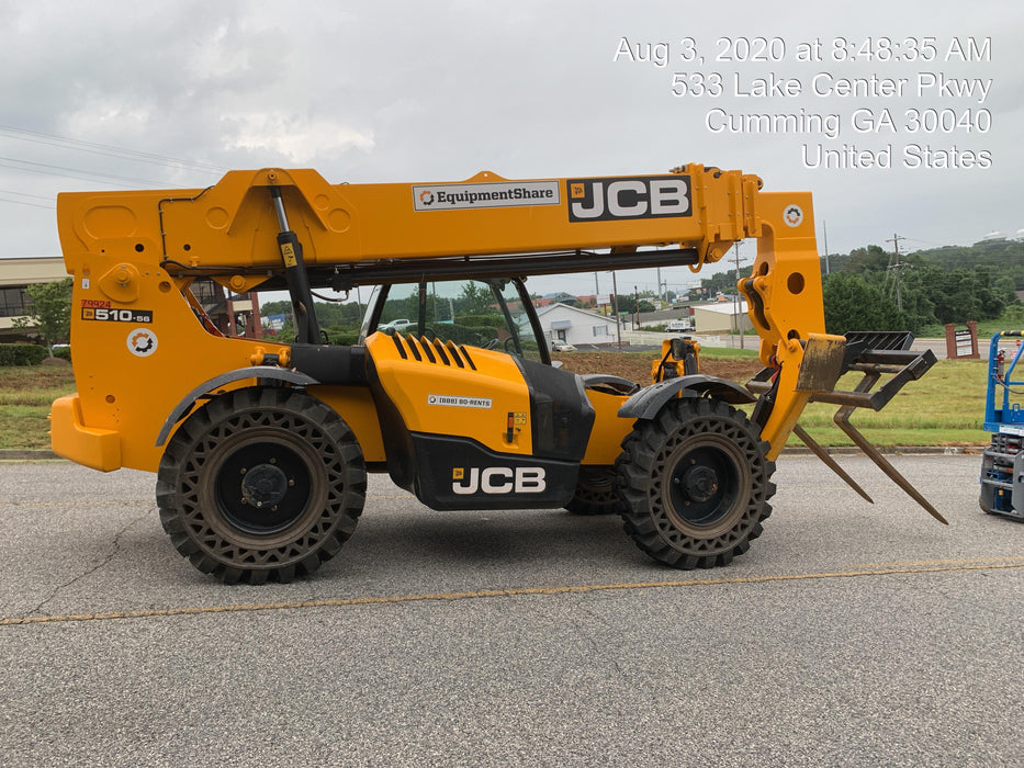 2020 JCB 510-56 Canopy, Solid Tires, Work Lights, Beacon, Aux Hydraulics, Back up Alarm, Lifting Eye, ES Decals